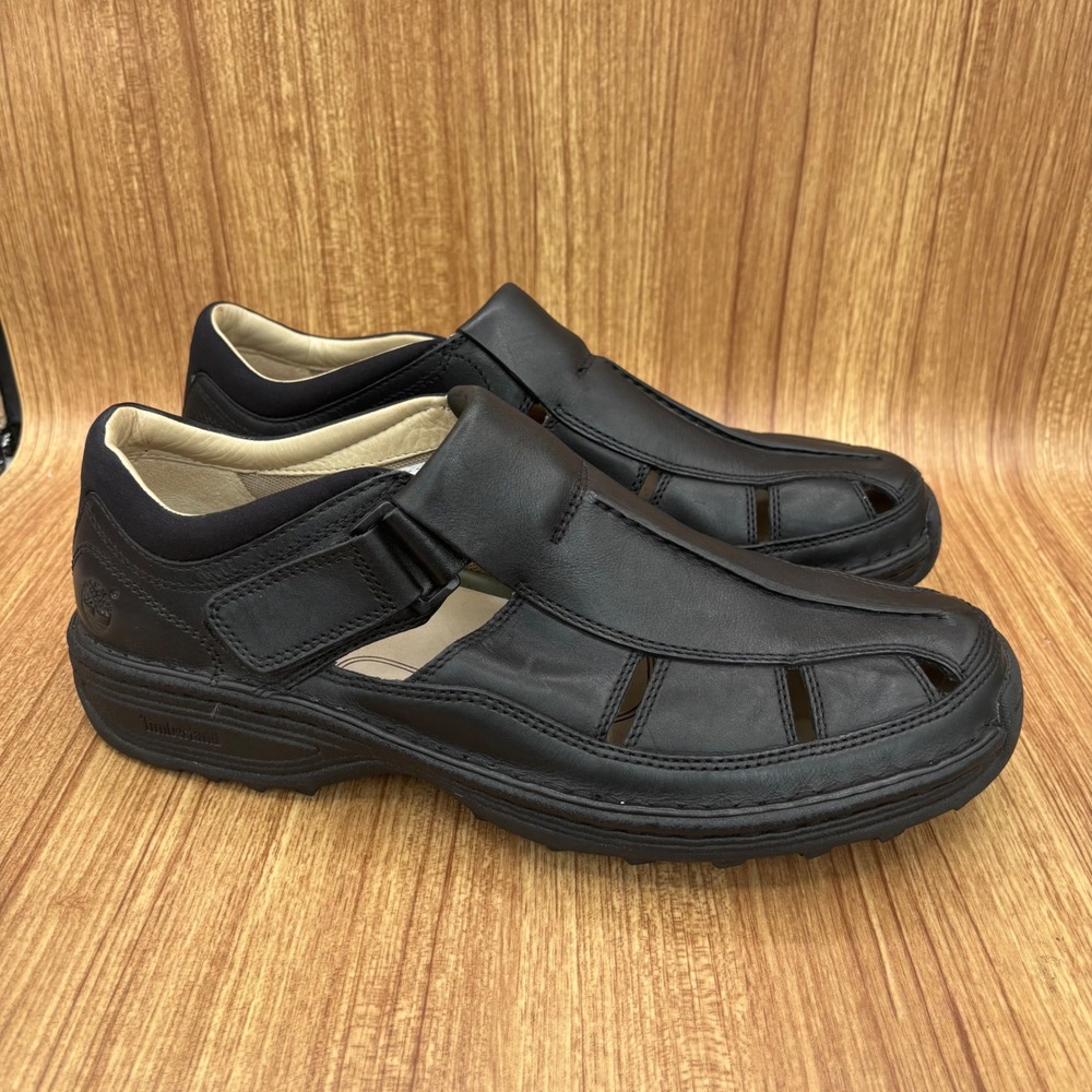 Timberland Altamont Fisherman Sandals Mens 11M Black Leather Smart Comfort 79059